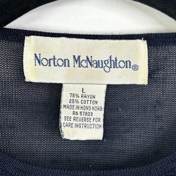 Norton McNaughton vintage black short sleeve mesh and‎ ribbed blouse size large - Picture 5 of 9